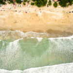 Aerial view of Kuta beach in Bali, Indonesia.